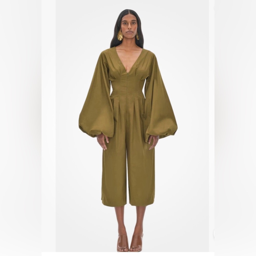 Andrea Iyamah NIA Culotte Olive Green Hunter Green Jumpsuit NWT SIZE Large - Picture 1 of 4